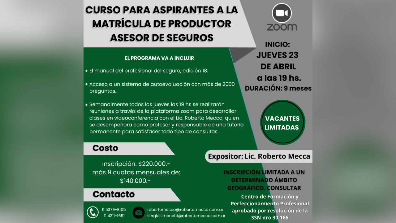 Comienza el Jueves 23 de abril de 2026, con una extensión de nueve meses. A través de la plataforma de Zoom. Vacantes limitadas.