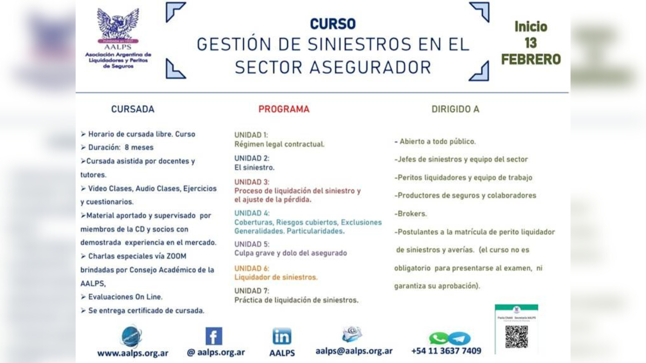 On Line - Inicia el 13 de Febrero 2023 - Vacantes limitadas - Los cursos se extenderán por 8 meses.