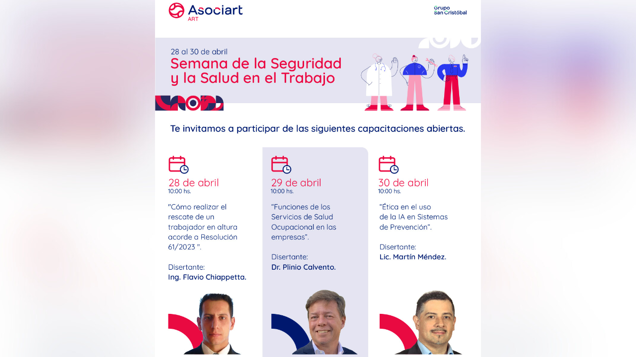 Desde el 28 hasta el 30 de abril, la aseguradora llevará adelante una serie de jornadas abiertas en el marco de la Semana de la Seguridad y la Salud en el Trabajo.
