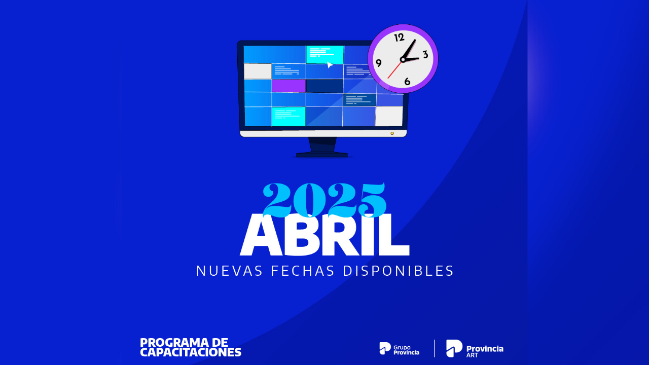 La aseguradora de riesgos del Grupo Provincia, confirmó su cronograma de cursos para este mes, en el que conmemoran el Día Nacional de la Higiene y Seguridad en el Trabajo.