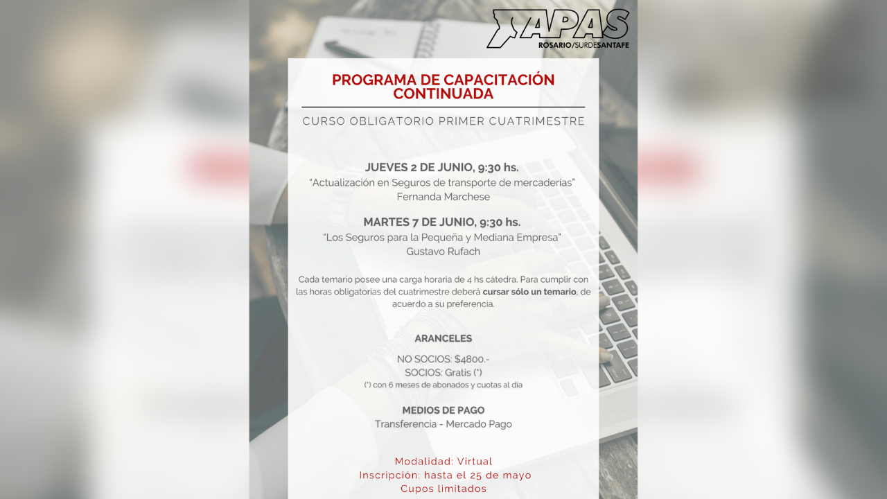 Curso de Capacitación Continuada (PCC) 1° Cuatrimestre 2022 - Primera semana de junio. Modalidad virtual.