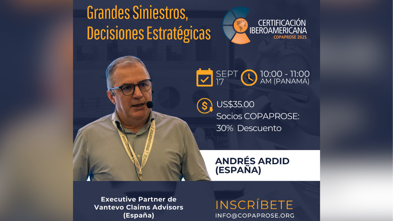 ­Certificación Iberoamericana 2025. Fecha: 17 Septiembre 2025. Socios COPAPROSE 30% de descuento.