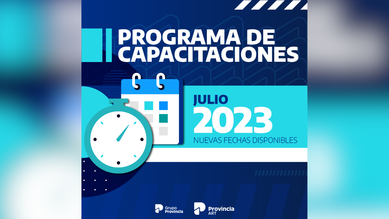 Provincia ART, la aseguradora de riesgos de Grupo Provincia, confirmó su cronograma de capacitaciones para julio, mes del 27° aniversario del Sistema de Riesgos del Trabajo...