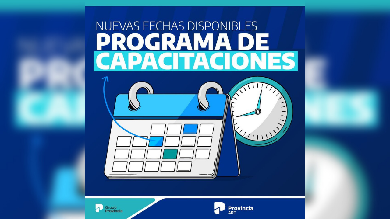 Provincia ART, la aseguradora de riesgos de Grupo Provincia, confirmó su cronograma de capacitaciones para el décimo mes del año. En esta ocasión, el foco estará puesto en la prevención primaria...