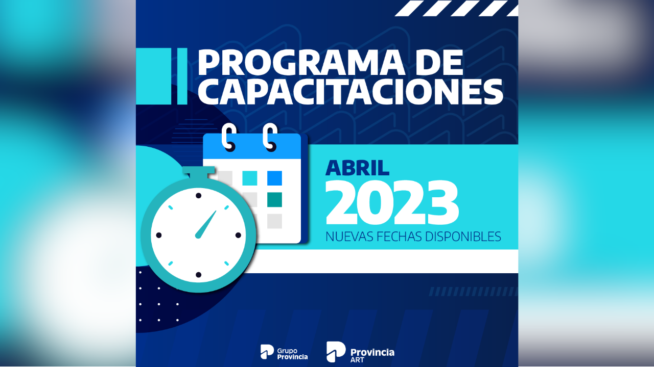 Provincia ART, la aseguradora de riesgos de Grupo Provincia, confirmó su cronograma de capacitaciones para el cuarto mes del año, en el que celebra el Día Mundial de la Seguridad y Salud en el Trabajo...