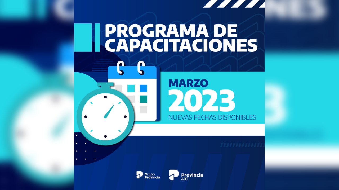 Provincia ART, la aseguradora de riesgos de Grupo Provincia, confirmó su cronograma de capacitaciones para el tercer mes del año. En esta ocasión, se incluye un encuentro especial el 8, de 10 a 12 horas, por el Día Internacional de las Mujeres...