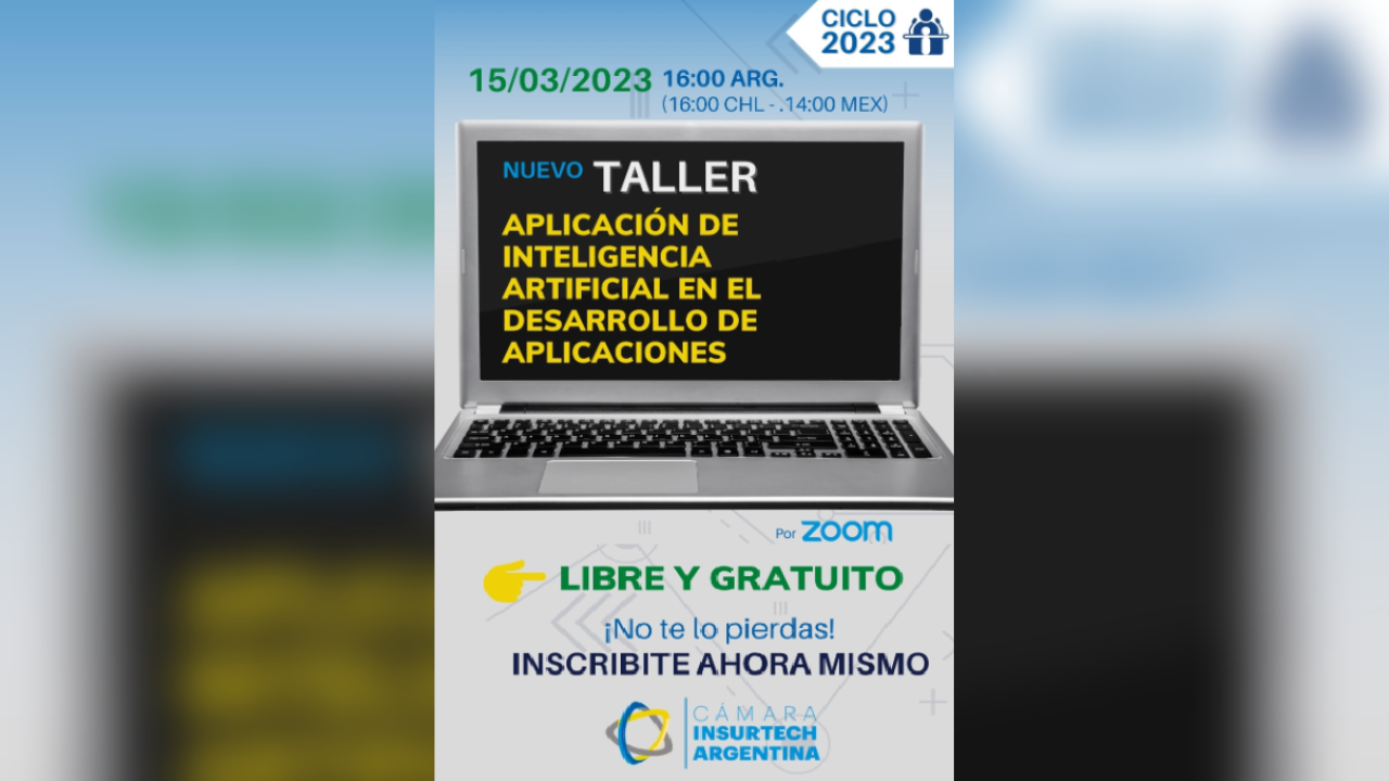 Nuevo taller LIBRE y GRATUITO. “Aplicación de inteligencia artificial en el desarrollo de aplicación de inteligencia artificial en el desarrollo de aplicaciones"...